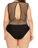 Women Plus Size Mesh See Through One Piece Swimwear L-5XL