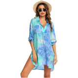 Fashion Boho Printed Women Shirt Beach Dress Cover Ups S-3XL