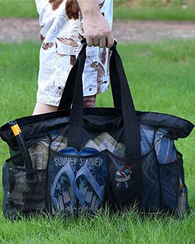 Outdoor Multi-function Transparent PVC Fashion Beach Bag Folding Mesh Handbag Multi-pocket Super Large Capacity Bag