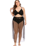 Women Casual Plus Size Swimwear Black L-5XL