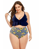  Women Ruffle High Waist Plus Size Swimsuit Red Yellow Orange Blue L-5XL 