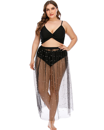  Women Casual Plus Size Swimwear Black L-5XL