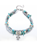 Beach Conch Rice Bead Yoga Anklet Bracelet Starfish Pendant Shell Crystal Bead Foot Ornament