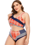 Hot Sale Women High Waist 2 Piece Plus Size Swimsuit L-5XL