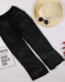 Beach Handmade Crochet Hollow Out Bandage Elastic Waist Shell Pants Sunscreen Fishing Net Trouser