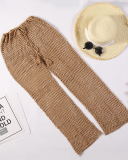 Beach Handmade Crochet Hollow Out Bandage Elastic Waist Shell Pants Sunscreen Fishing Net Trouser