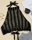 Sexy Crochet Bikini Crop Top Women Crochet Boho Beach Camisoles Bikini Bralette Halter Knitted HollowOut Bra Backless Beachwear Tank Top