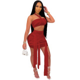 Irregular Women Solid Color Women Two Piece Skirt S-XL