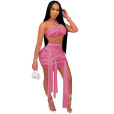 Irregular Women Solid Color Women Two Piece Skirt S-XL