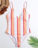 Sexy Lady Solid Color V-neck One Piece Swimwear Red Black Pink S-XL