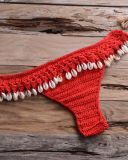 Women Shells Tassel Sexy Bikinis Knitted Crochet Swimsuit Women Swimwear Brazilian 2021 Summer Solid Bathing Suit Beachwear