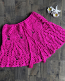 New Sexy Crochet Tassel Beach Skirt Cotton Swimsuit Fused Skirt Casual Beach Running Lace See Through Slim Mini Skirts