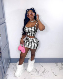 Women Printing Crop Tops Two Piece Set S-XL