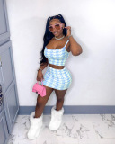 Women Printing Crop Tops Two Piece Set S-XL