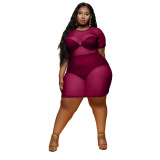 Women Mesh See Through One Piece Dress L-4XL