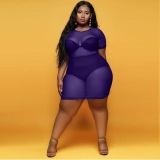 Women Mesh See Through One Piece Dress L-4XL