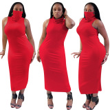 Sleeveless Women Solid Color Long Dress S-XXL