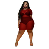 Women Mesh See Through One Piece Dress L-4XL