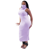 Sleeveless Women Solid Color Long Dress S-XXL