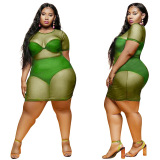 Women Mesh See Through One Piece Dress L-4XL