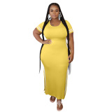Women Casual Split Street Style One Piece Dresses L-4XL 