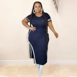 Women Casual Split Street Style One Piece Dresses L-4XL 