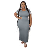 Women Casual Split Street Style One Piece Dresses L-4XL 