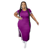 Women Casual Split Street Style One Piece Dresses L-4XL 