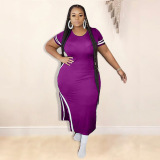 Women Casual Split Street Style One Piece Dresses L-4XL 
