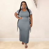 Women Casual Split Street Style One Piece Dresses L-4XL 