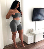 Lady Solid Color Casual Street Style Sporty Two Piece Set S-XL
