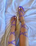 Women Rivet Cross Strappy Shoes 