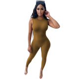 Sleeveless Solid Color Summer Jumpsuit S-XXL