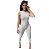 Sleeveless Solid Color Summer Jumpsuit S-XXL