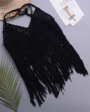 Casual Women Lady Knit Crochet Tassel Sexy Beach Bustier Crop Top Hollow Out Tank Top Women Clothes New Fashion