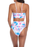 New Style Sexy Tie-dye Print Ribbon Two-piece Swimsuit