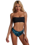Print Strapless Bikini High Waist Soft Bag Split Body Swimsuit For Women