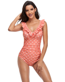New Style Swimsuit Europe And America Sexy Print Conjoined Body Deep V