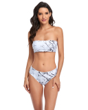 Print Strapless Bikini High Waist Soft Bag Split Body Swimsuit For Women