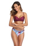 New Fashion Print Hard Strap Steel Support Bikini Two-piece Swimsuit
