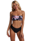Print Strapless Bikini High Waist Soft Bag Split Body Swimsuit For Women