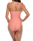 Flounce Jumpsuit And Sexy Polka Dot Triangle Bikini One-piece Swimsuit