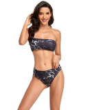 Print Strapless Bikini High Waist Soft Bag Split Body Swimsuit For Women