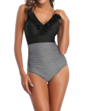Flounce Jumpsuit And Sexy Polka Dot Triangle Bikini One-piece Swimsuit