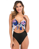 Print Bikini Sexy One-piece Swimsuit Deep V Swimsuit