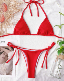 Summer Sexy Solid Color Knotted Two-piece Swimsuit S-L