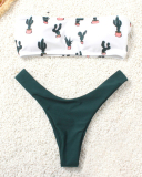 Printed Cactus Multicolor Sexy Wipe Chest Split Body Swimsuit Female