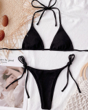 Summer Sexy Solid Color Knotted Two-piece Swimsuit S-L