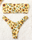 Printed Cactus Multicolor Sexy Wipe Chest Split Body Swimsuit Female