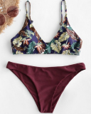 Printed Sexy Simple Style Triangle Bikini Two-piece Swimsuit